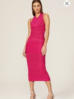 Esteban Cortazar x RTR pink crochet midi dress size XS